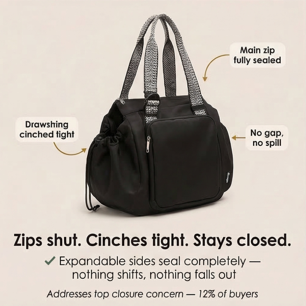 Tote Bag Convertible Shoulder-To-Backpack 15 Pockets Water-Resistant Nylon