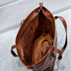 Tote Bag Large Leather Zippered Detachable Strap