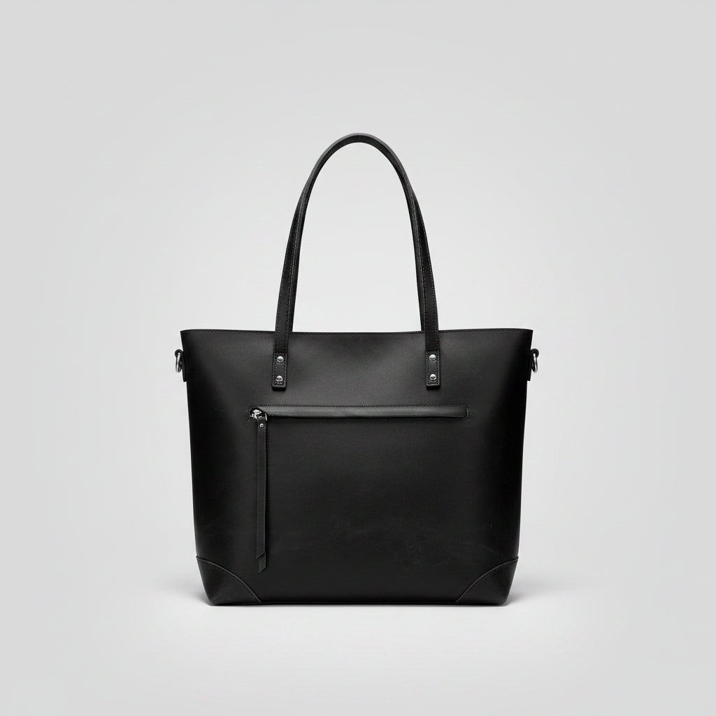 Tote Bag Large Leather Zippered Detachable Strap