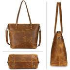 Tote Bag Leather Vintage-Inspired Adjustable Strap