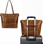 Tote Bag Leather Vintage-Inspired Adjustable Strap