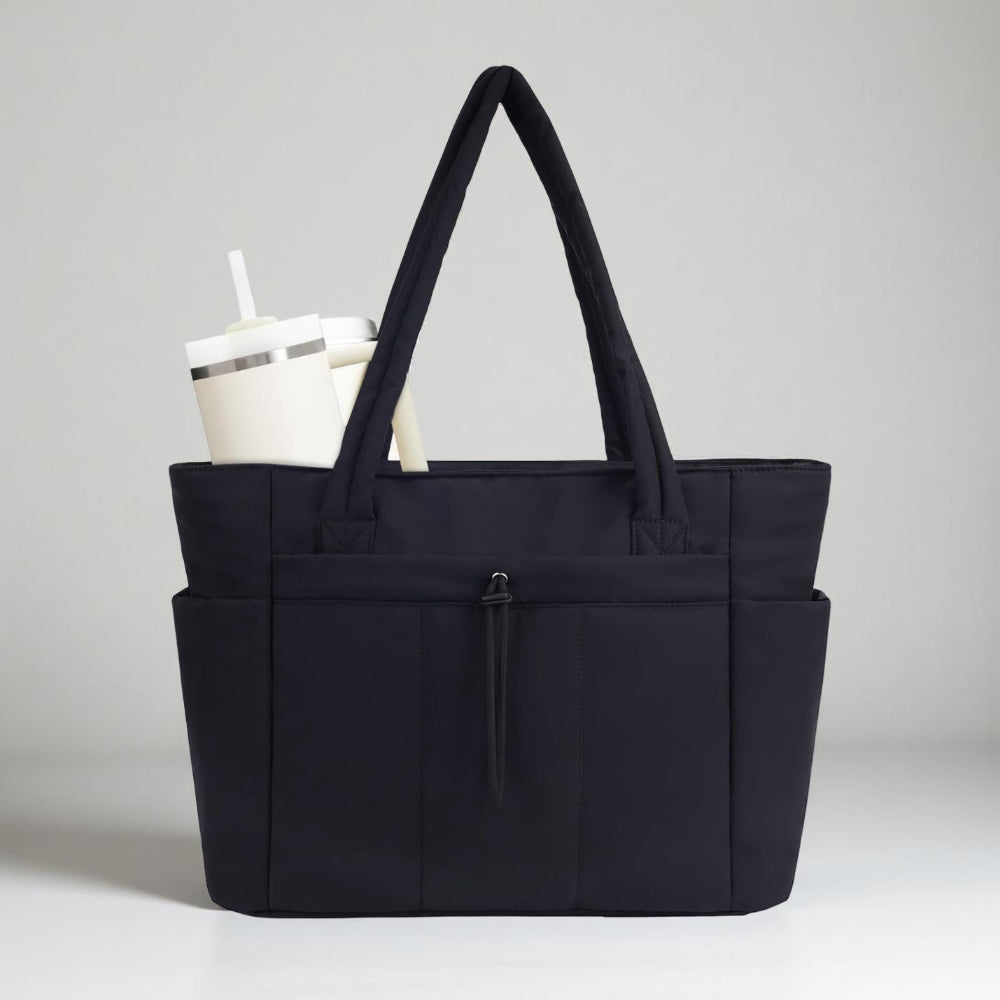 Tote Bag Padded Laptop Sleeve 15.6in & Tumbler Pocket
