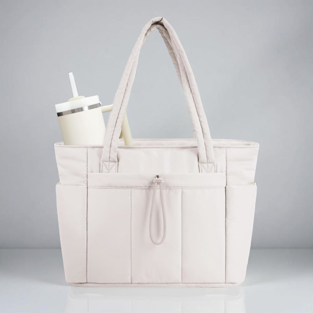 Tote Bag Padded Laptop Sleeve 15.6in & Tumbler Pocket