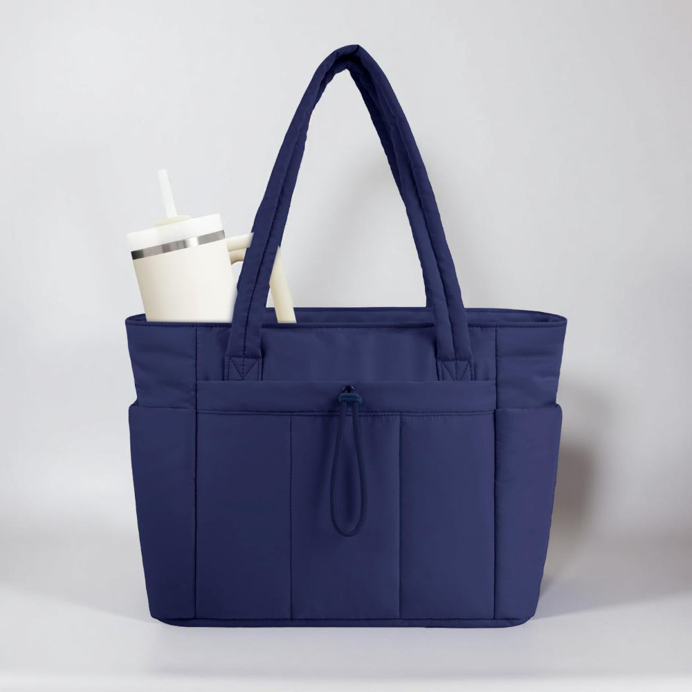 Tote Bag Padded Laptop Sleeve 15.6in & Tumbler Pocket