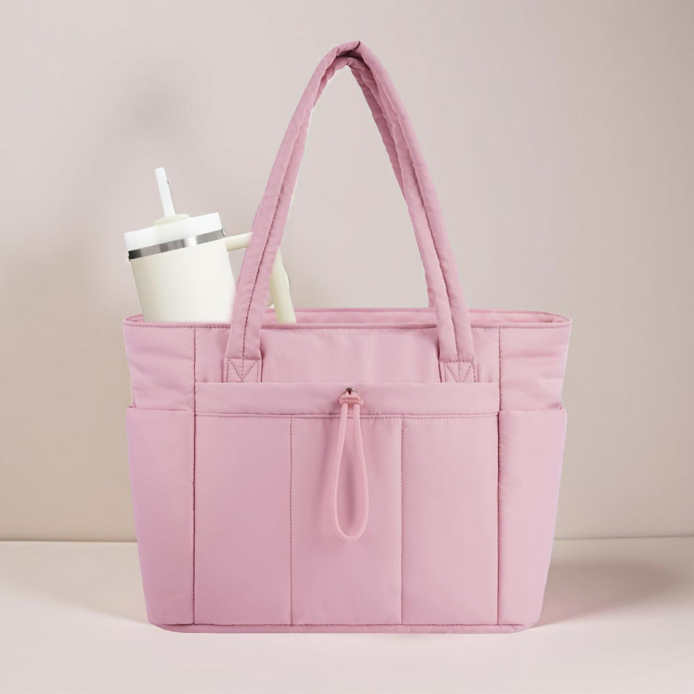 Tote Bag Padded Laptop Sleeve 15.6in & Tumbler Pocket