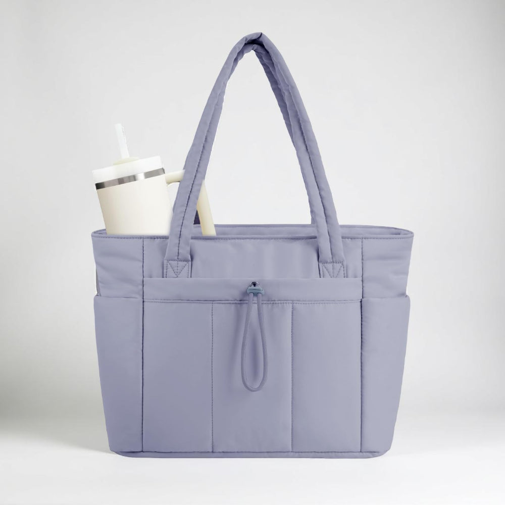 Tote Bag Padded Laptop Sleeve 15.6in & Tumbler Pocket