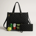Tote Bag Quilted Polyester Laptop Pocket & Clutch