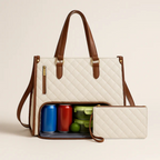 Tote Bag Quilted Polyester Laptop Pocket & Clutch