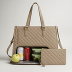 Tote Bag Quilted Polyester Laptop Pocket & Clutch