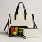 Tote Bag Quilted Polyester Laptop Pocket & Clutch