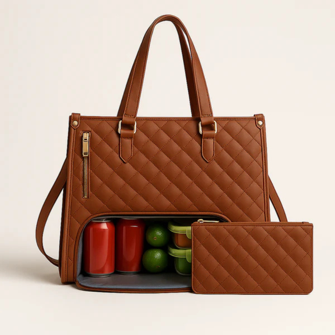 Tote Bag Quilted Polyester Laptop Pocket & Clutch