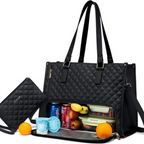 Tote Bag Quilted Polyester Laptop Pocket & Clutch
