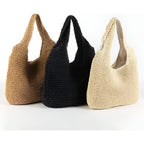 Tote Bag Spacious Straw Polyester Lined