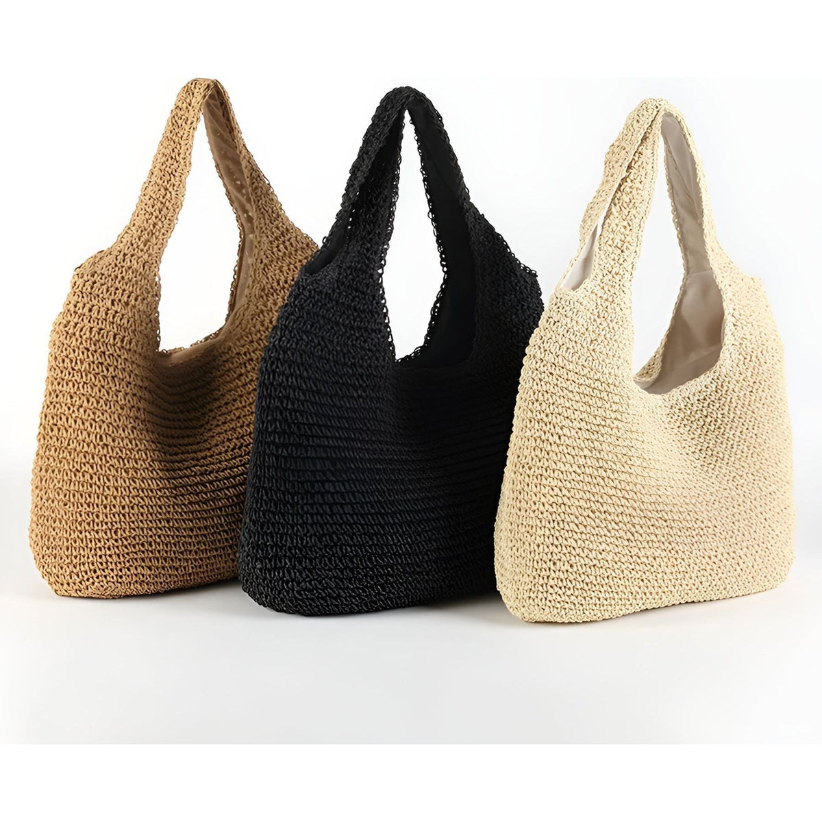 Tote Bag Spacious Straw Polyester Lined