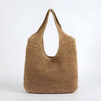 Tote Bag Spacious Straw Polyester Lined
