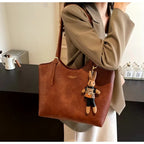 Tote Bag Vegan Leather Top Zipper & Adjustable Strap