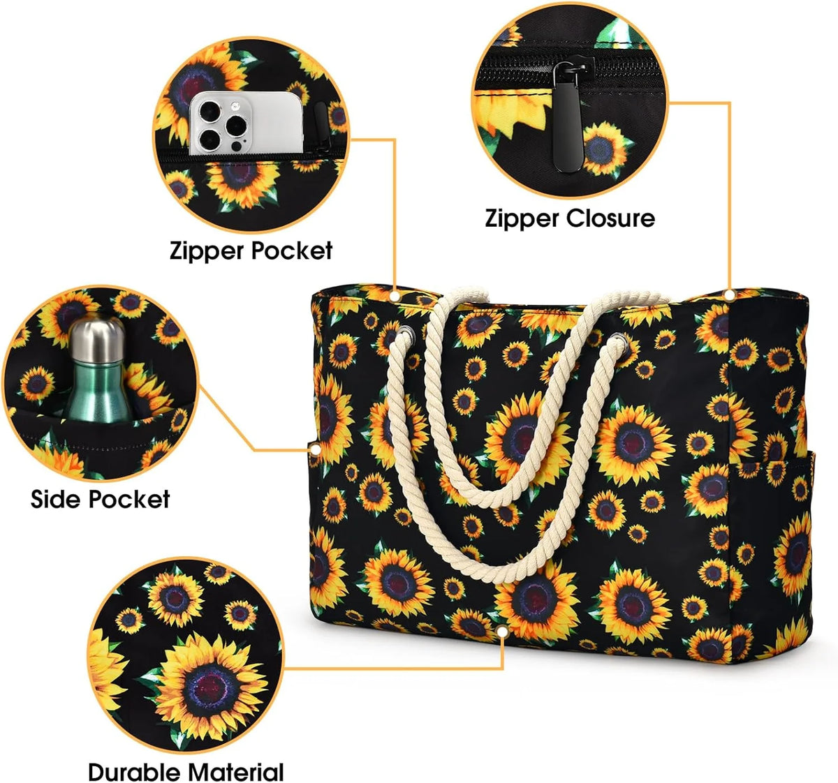 Tote Bag Waterproof Oxford 35L Inner Zipped Pocket