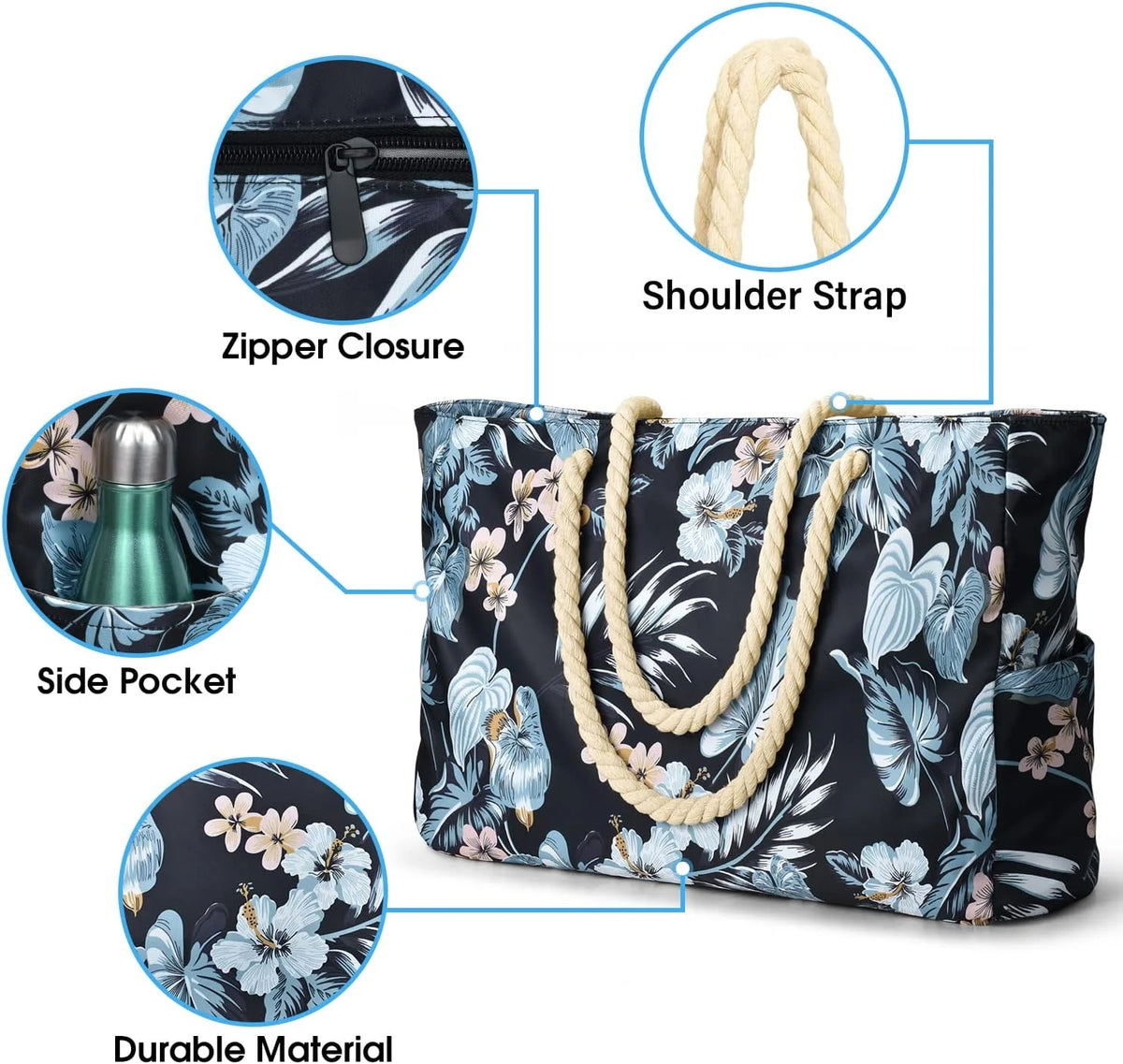 Tote Bag Waterproof Oxford 35L Inner Zipped Pocket