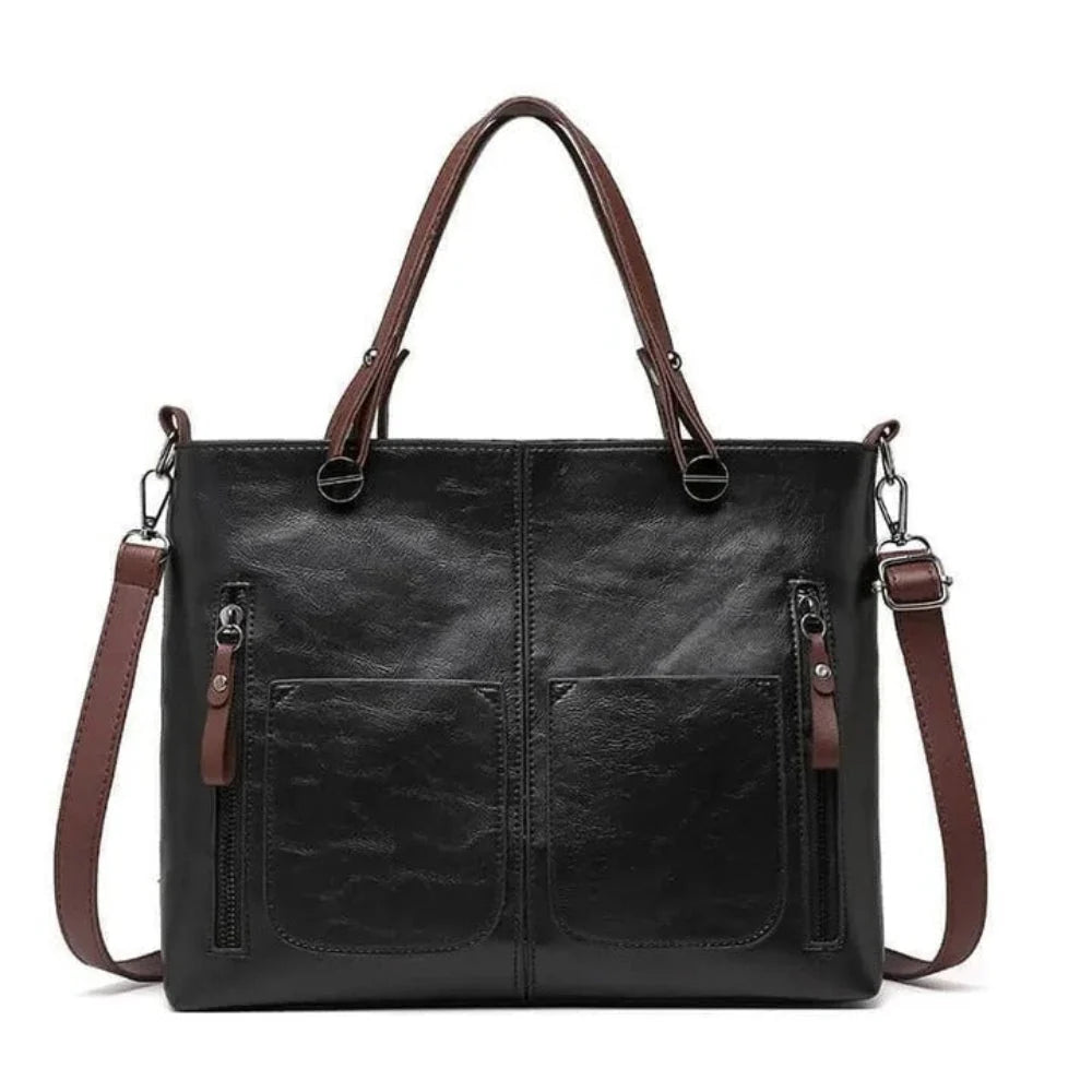 Tote Bag Zip-Top Interior Pockets & Adjustable Strap