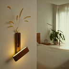 Touch-Dimmable Wood Wall Light (Built-In Vase)