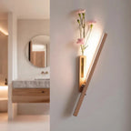 Touch-Dimmable Wood Wall Light (Built-In Vase)