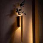 Touch-Dimmable Wood Wall Light (Built-In Vase)