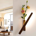 Touch-Dimmable Wood Wall Light (Built-In Vase)