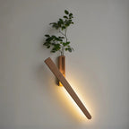 Touch-Dimmable Wood Wall Light (Built-In Vase)