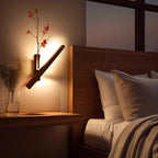 Touch-Dimmable Wood Wall Light (Built-In Vase)