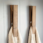 Towel Clip Wall-Mounted Natural Wood & Metal Spring