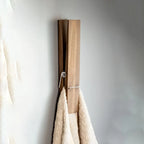 Towel Clip Wall-Mounted Natural Wood & Metal Spring
