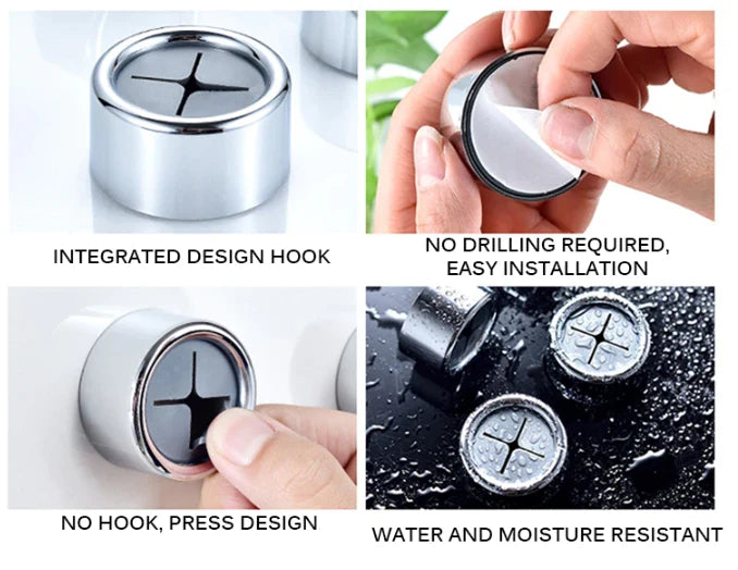 Towel Holder Set Of 3 Self-Adhesive Stainless Steel