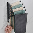 Towel Rack 5 Swivel Arms Wall-Mounted Black Metal