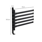 Towel Rack 5 Swivel Arms Wall-Mounted Black Metal