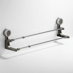 Towel Rack Double Rod Telescopic Suction Mount Stainless Steel