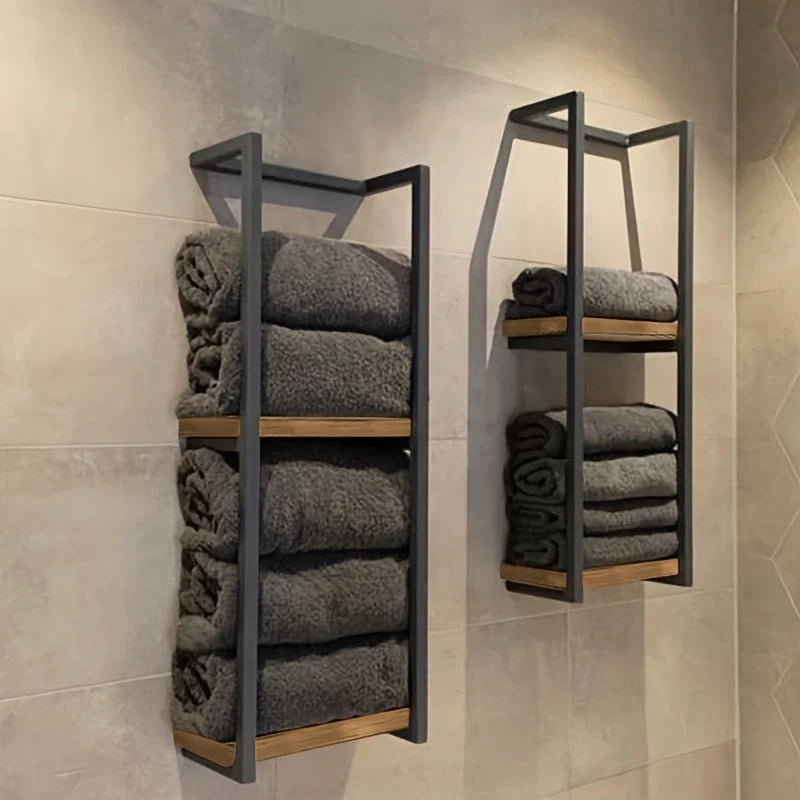Towel Rack Wall-Mounted Double-Tier Stainless Steel