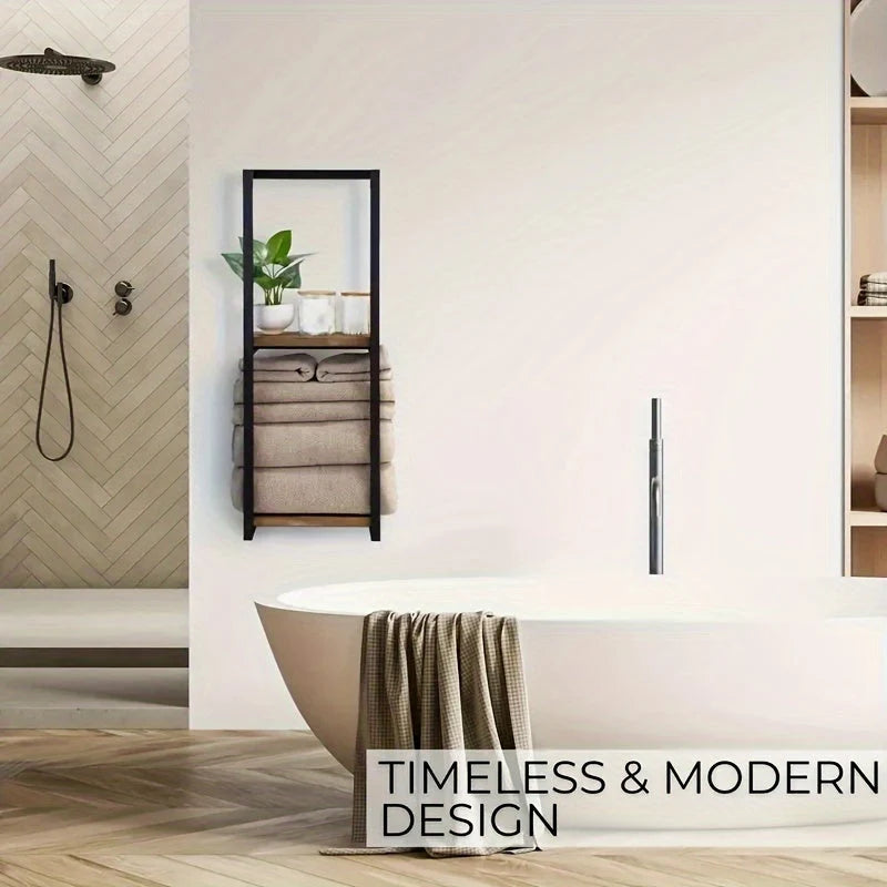 Towel Rack Wall-Mounted Double-Tier Stainless Steel