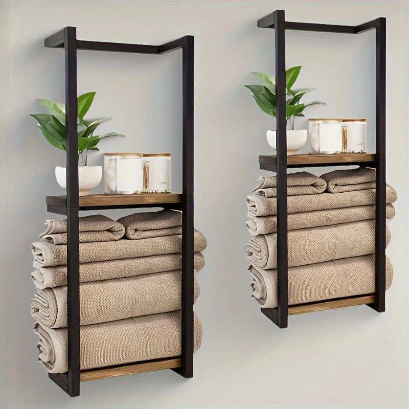 Towel Rack Wall-Mounted Double-Tier Stainless Steel