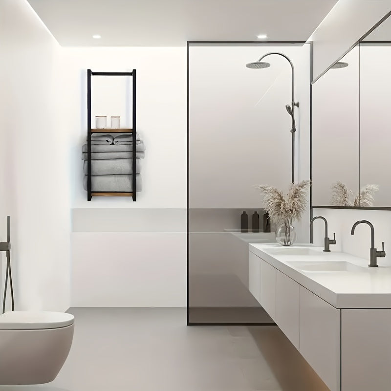 Towel Rack Wall-Mounted Waterproof Shelf Rust-Resistant Metal