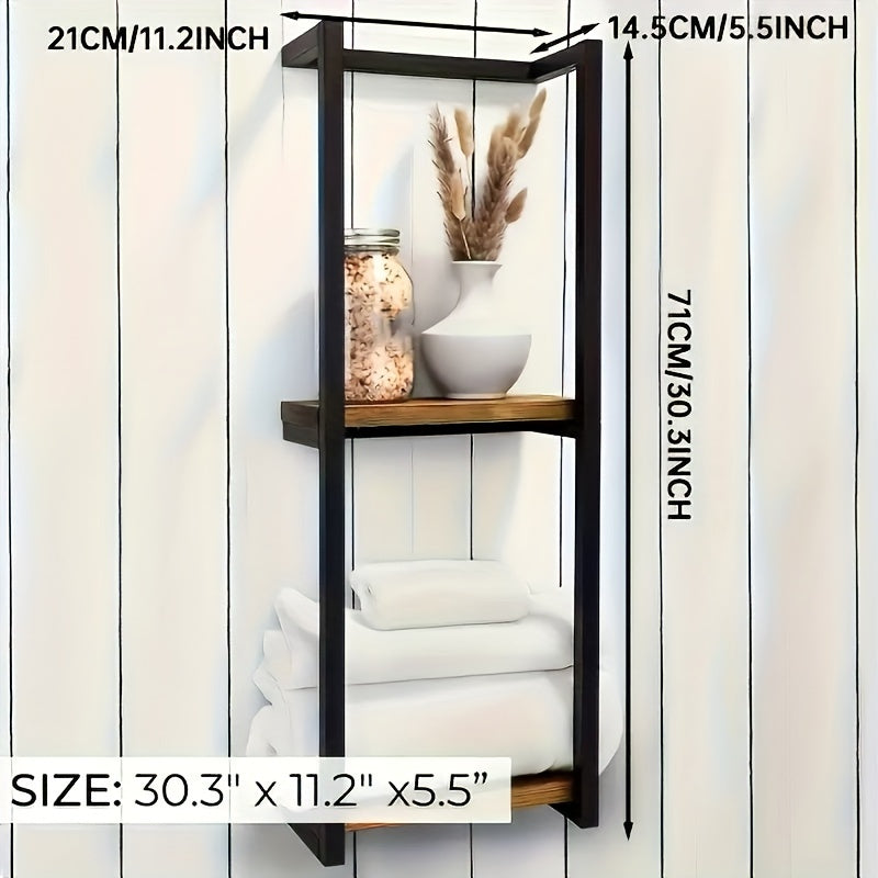 Towel Rack Wall-Mounted Waterproof Shelf Rust-Resistant Metal