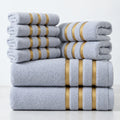 Towel Set 5-Piece Plush Polyester Gold Stripe