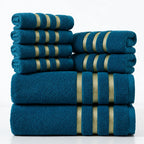 Towel Set 5-Piece Plush Polyester Gold Stripe