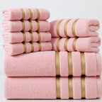Towel Set 5-Piece Plush Polyester Gold Stripe