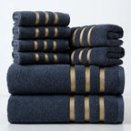 Towel Set 5-Piece Plush Polyester Gold Stripe