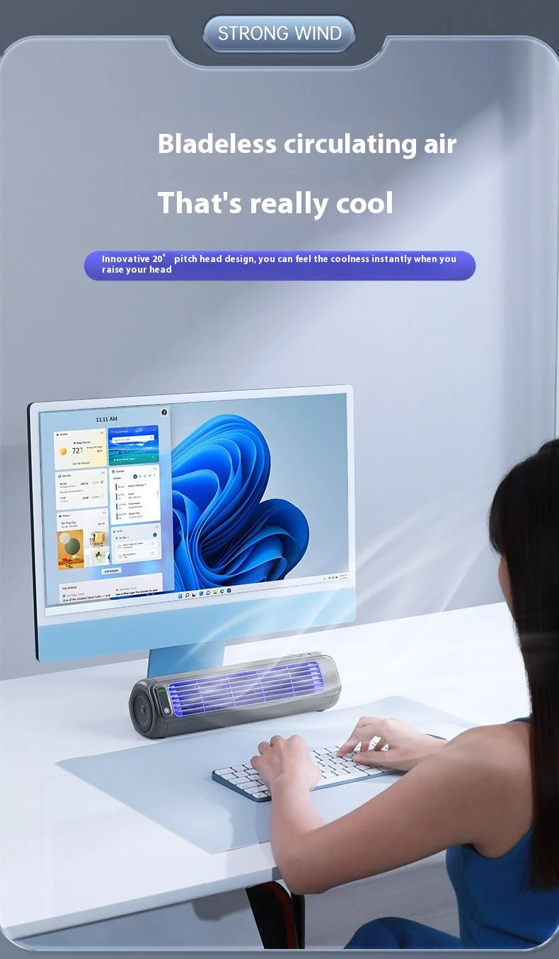 Tower Fan Bladeless USB Rechargeable 2000mAh