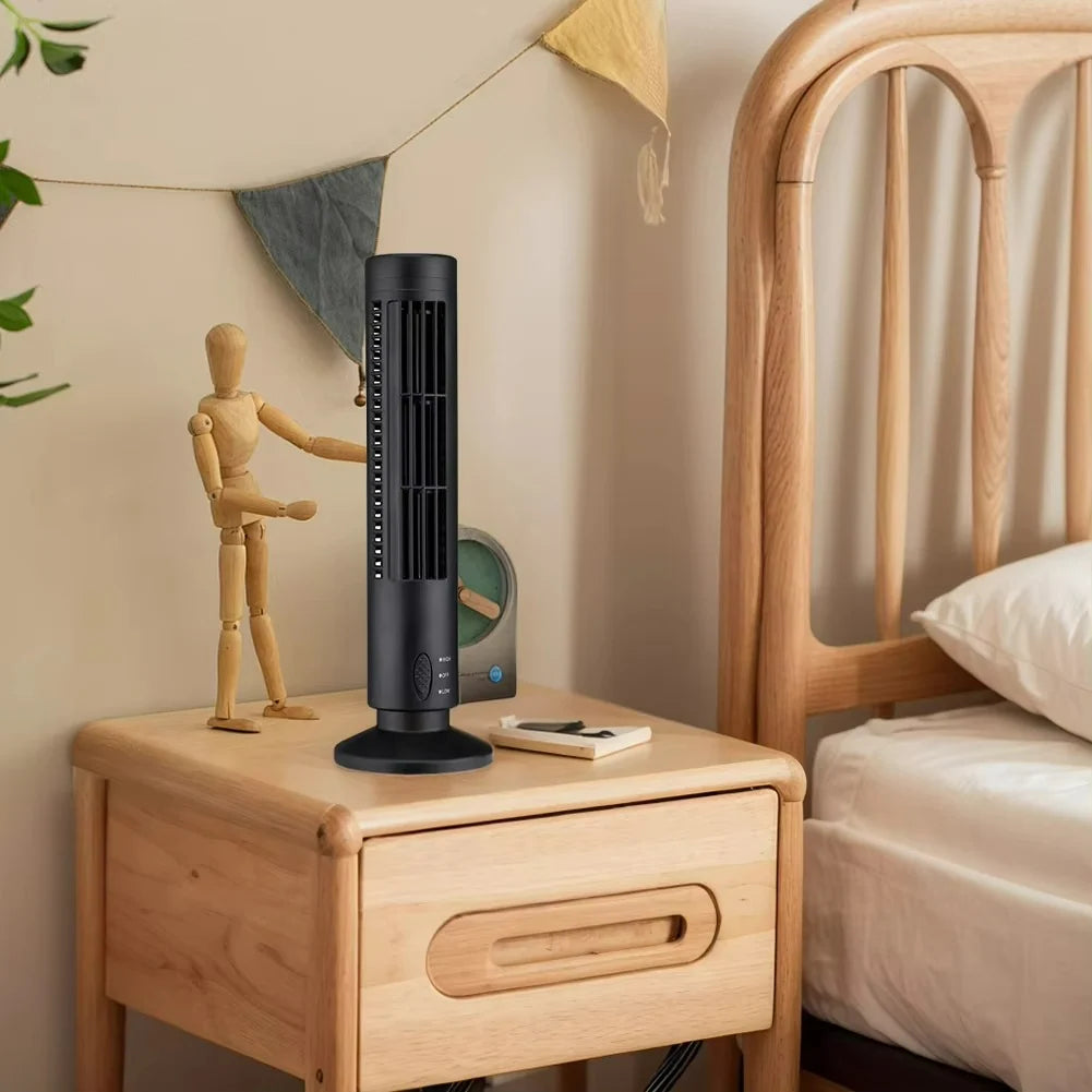 Tower Fan Slim Bladeless USB Powered 2 Speeds