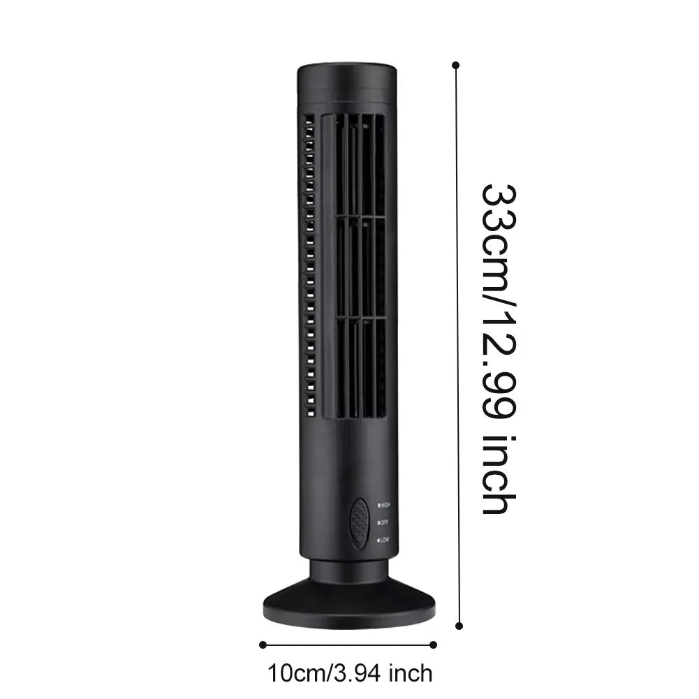 Tower Fan Slim Bladeless USB Powered 2 Speeds