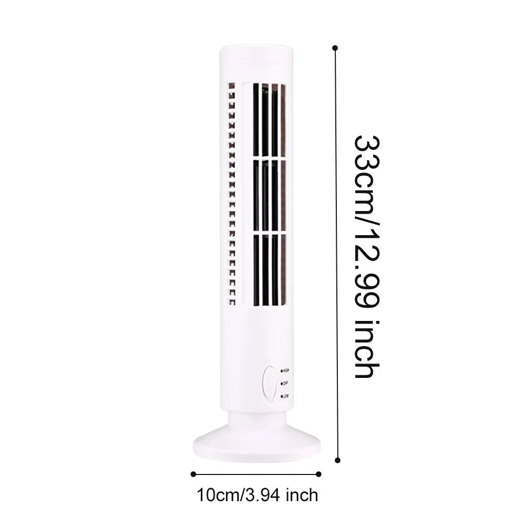 Tower Fan Slim Bladeless USB Powered 2 Speeds