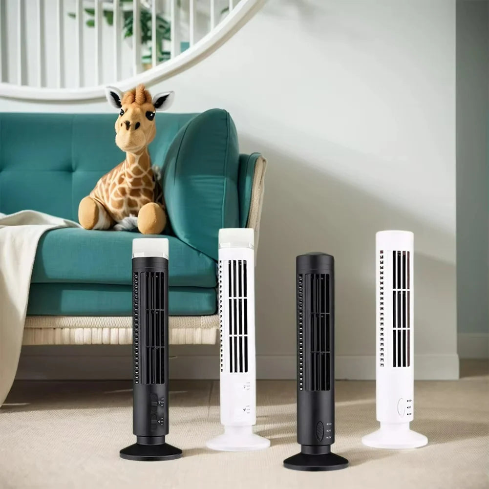 Tower Fan Slim Bladeless USB Powered 2 Speeds