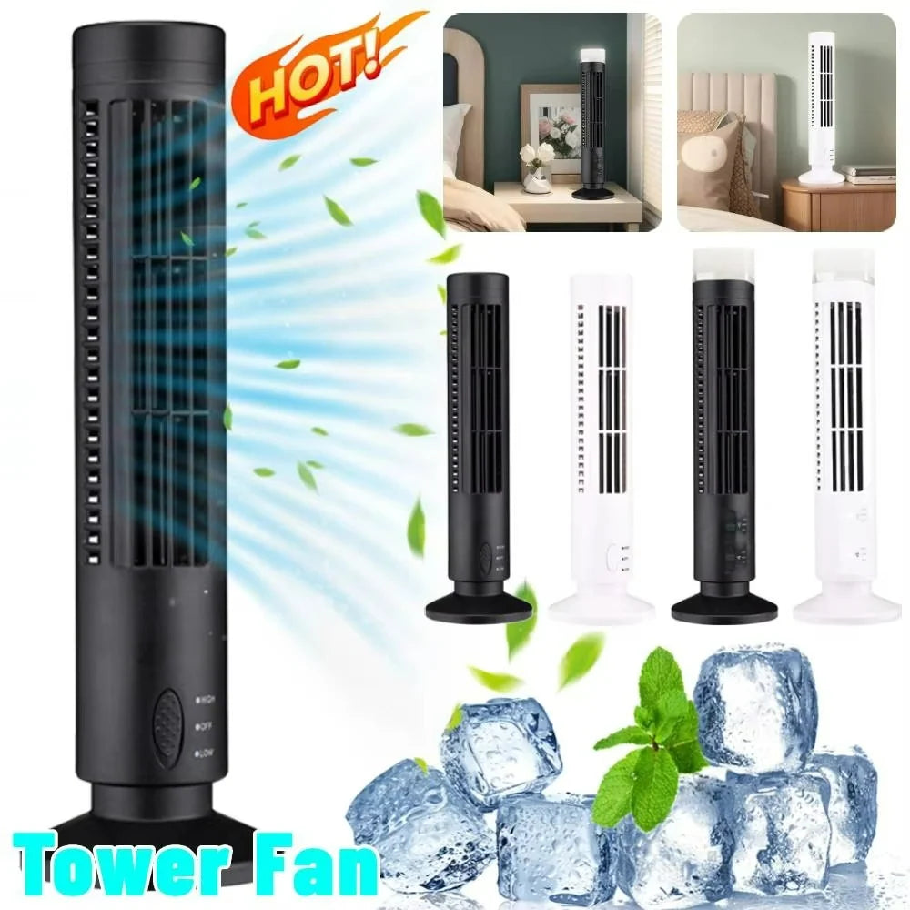 Tower Fan Slim Bladeless USB Powered 2 Speeds
